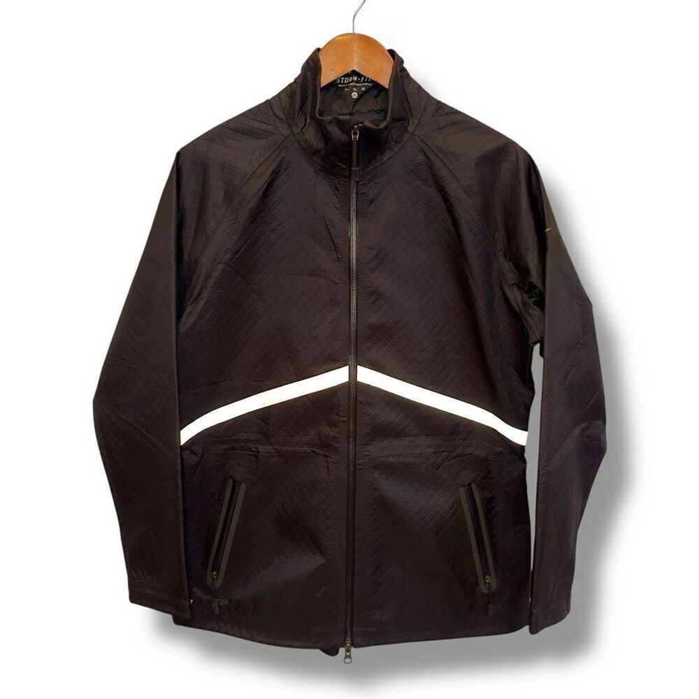 Black Nike Storm-Fit Full Zip Water-Resistant Rain Jacket Windbreaker Sz XXL